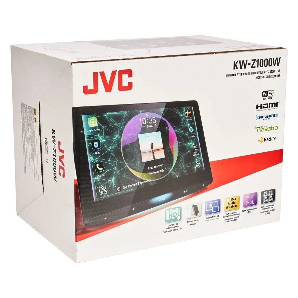 Jvc KW-Z1000W 10.1" HD Floating Digital Multimedia Receiver with Bluetooth Apple CarPlay and Android Auto