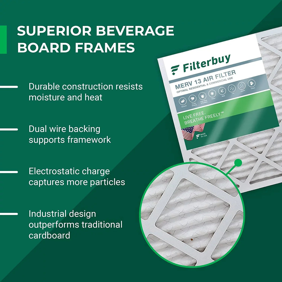 Filterbuy 20x24x4 MERV 13 Pleated HVAC AC Furnace Air Filters (6-Pack)