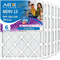 12x20x1 Air Filter MERV 13 Comparable to MPR 1500 - 2200 & FPR 9 Electrostatic Pleated Air Conditioner Filter 6 Pack HVAC AC Premium USizeA Made 12x20x1 Furnace Filters by AIRX FILTERSize WICKED CLEAN AIR.