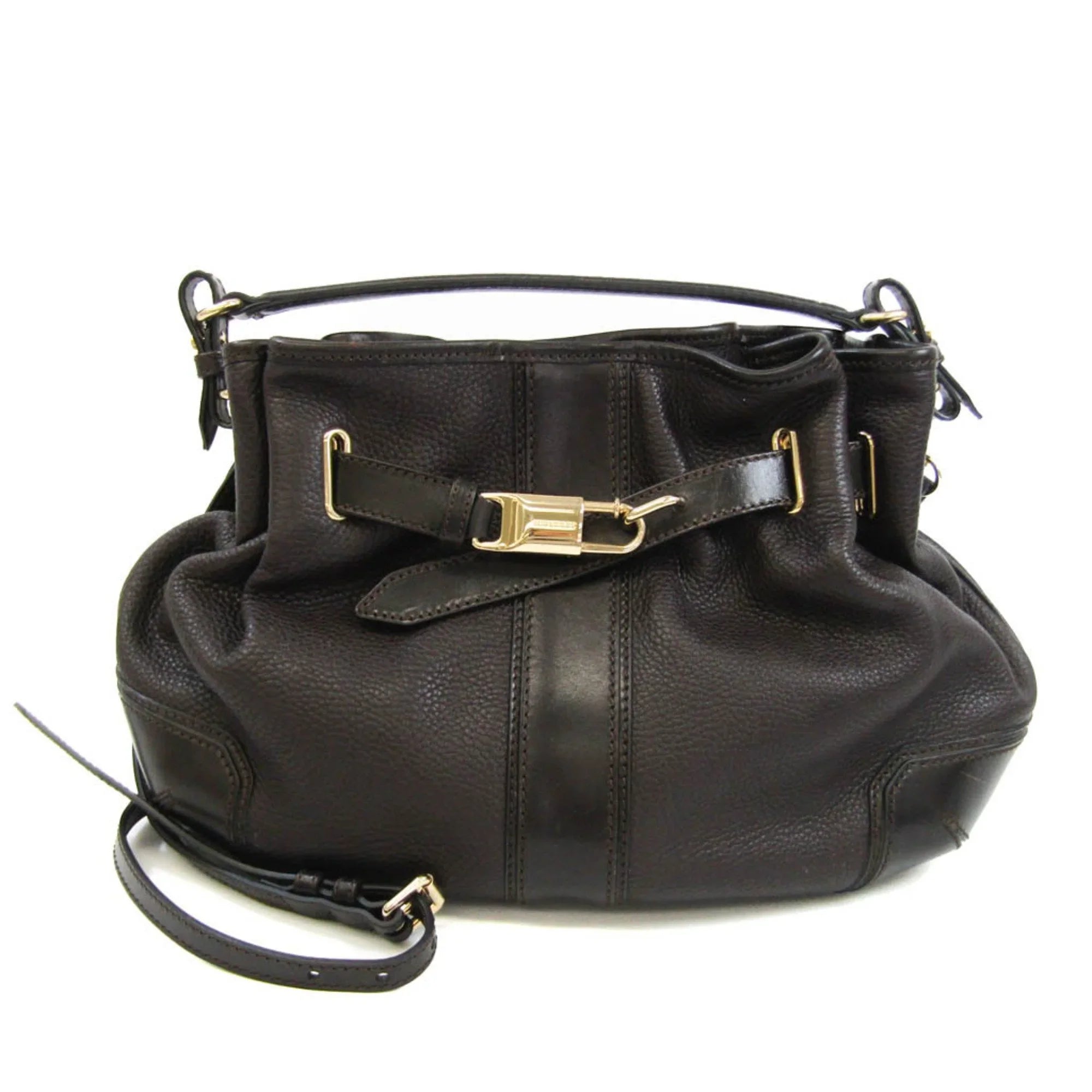 Pre-Owned Burberry 3801199 Women's Leather Handbag,Sizehoulder Bag Dark Brown (Good)