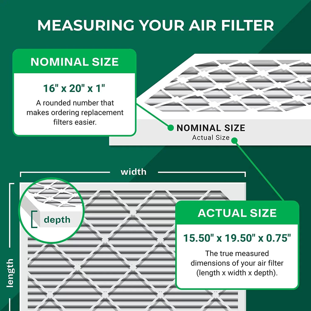 Filterbuy 16x20x1 MERV 11 Pleated HVAC AC Furnace Air Filters (4-Pack)