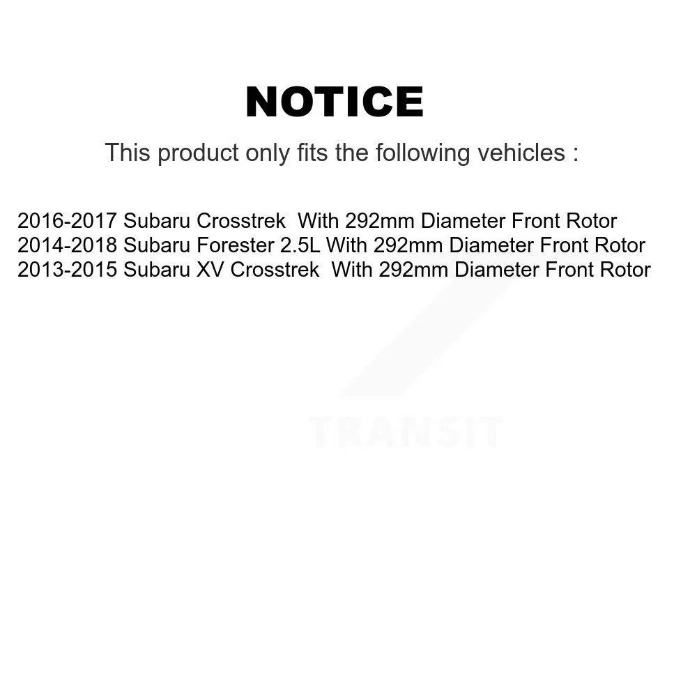 Transit Auto - Front Rear Disc Brake Rotors And Ceramic Pads Kit For Sizeubaru Forester XV Crosstrek With 292mm Diameter Rotor K8C-100919