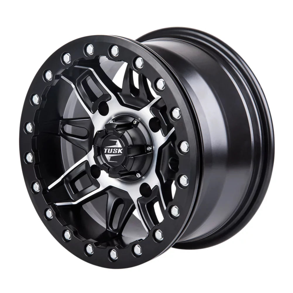 (4 Pack) 4/137 Tusk Wasatch Beadlock Wheel 15x7 5.0 + 2.0 Machined/Black For CAN-AM Defender HD10 Pro DPSize 2020-2022