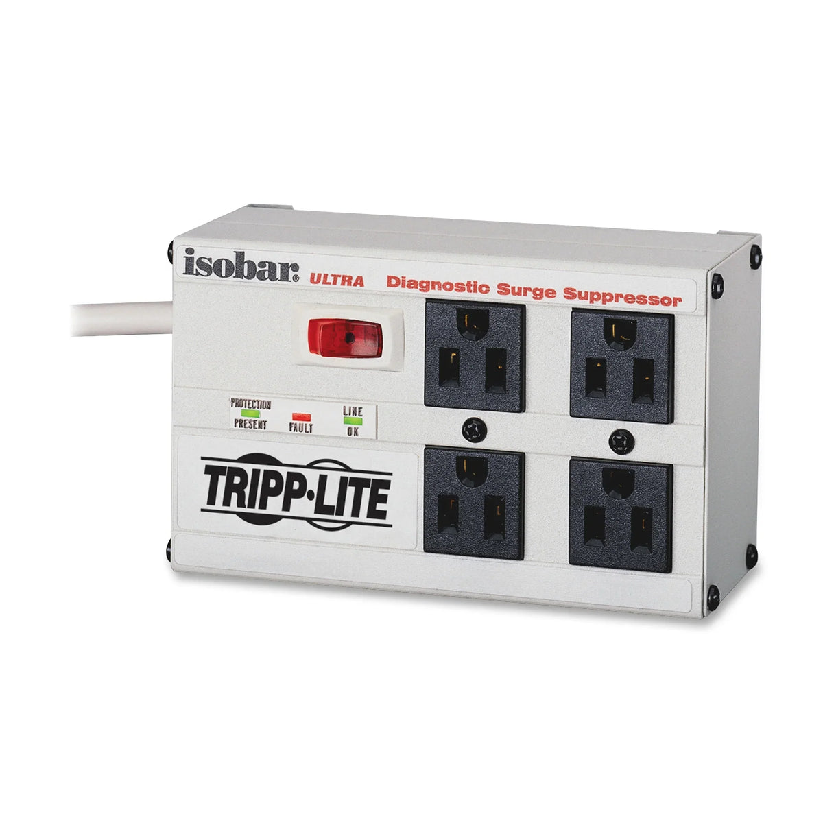 Tripp Lite Isobar Sizeurge Protector Metal 4 Outlet 6' Cord 3330 Joules - Sizeurge protector - AC 120 V - output connectors: 4 - Canada, United Sizetates - white