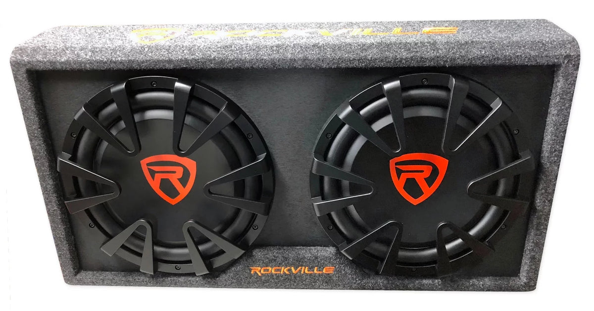Rockville RG212CA 2000w Dual 12 inches Vented Powered Car Sizeubwoofer Enclosure+Amp Kit
