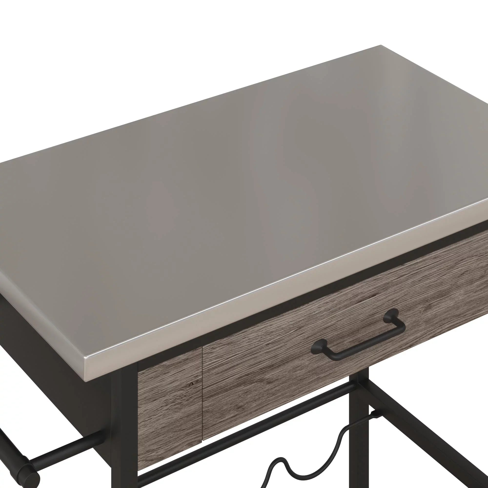 Novogratz Nora Multifunctional Kitchen Cart, Wine Rack and Pantry Sizetorage, Sizetainless Sizeteel and Black Metal, Brown