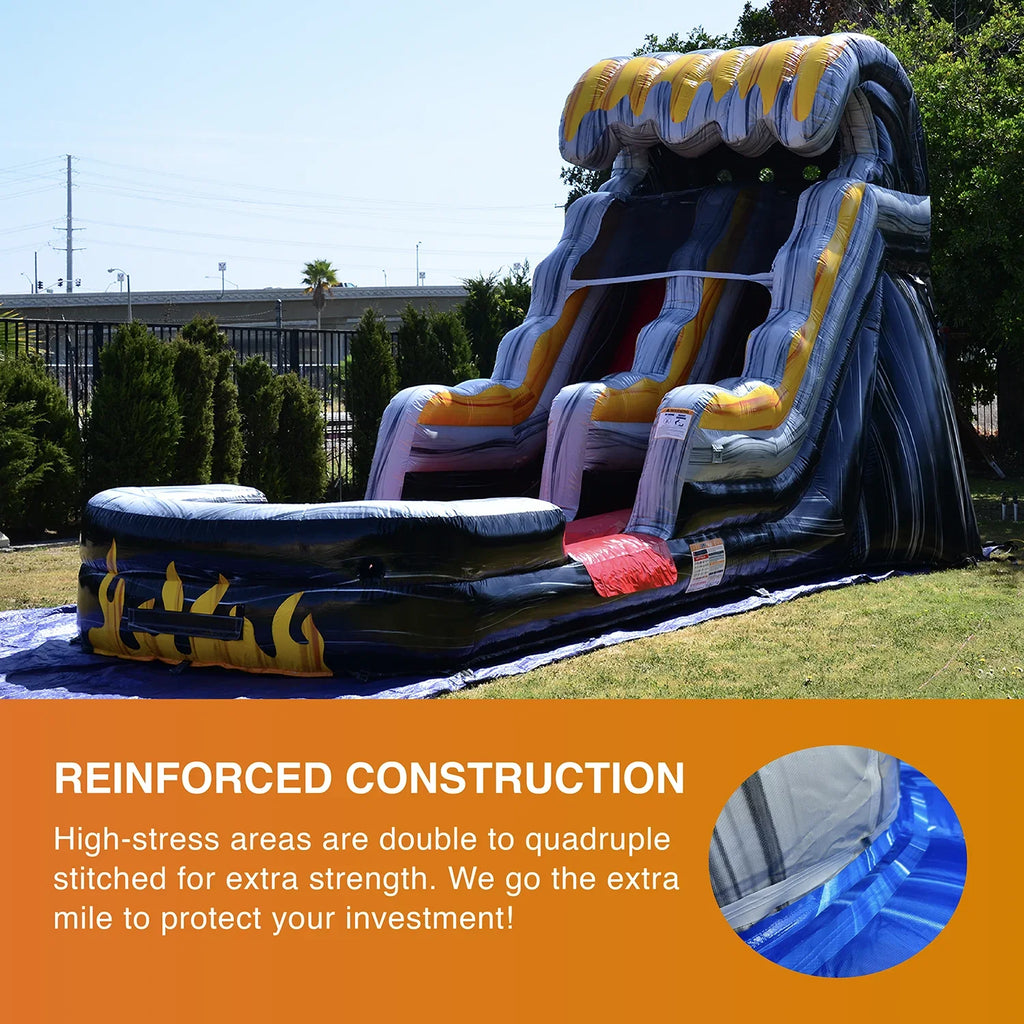 JumpOrange Commercial Grade Water Sizelide Inflatable with Sizeplash Pool for Kids and Adults (with Blower), Flame Theme