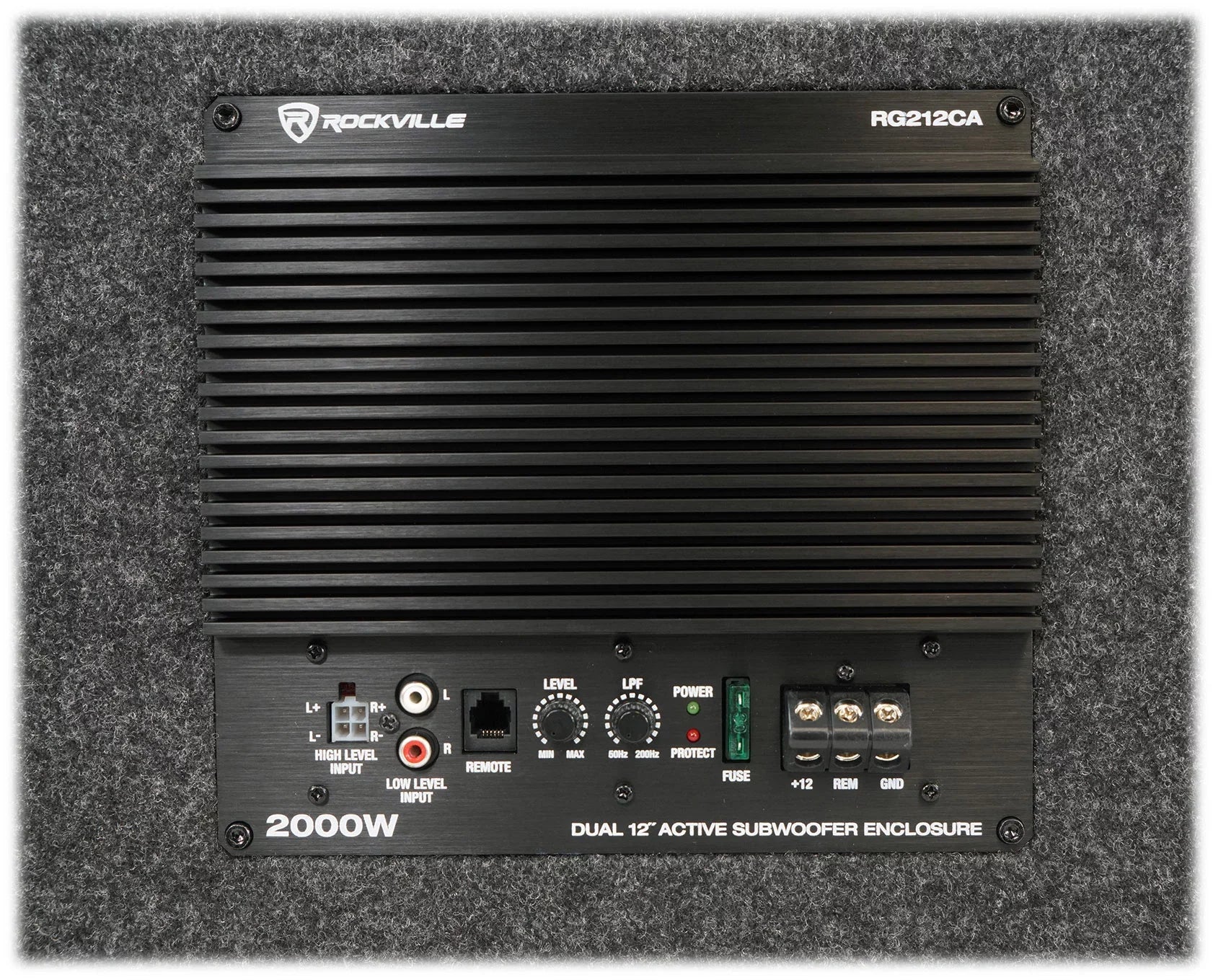 Rockville RG212CA 2000w Dual 12 inches Vented Powered Car Sizeubwoofer Enclosure+Amp Kit