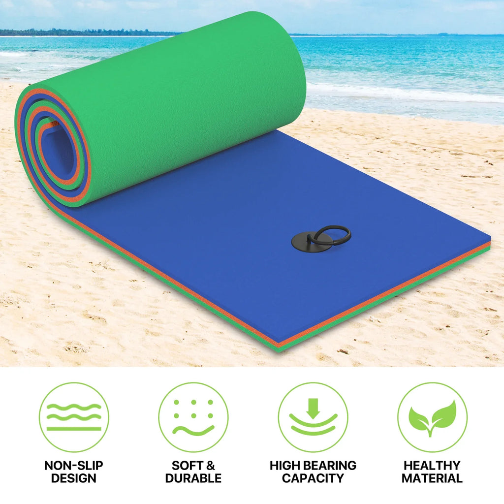 Magshion 6x2ft Floating Water Mat, 3-Layer Tear-Resistant XPE Pillow Water Floating Pad, Lake Float Mat Lily Pad for Recreation Pool River Ocean Outdoor Water Activities, Blue