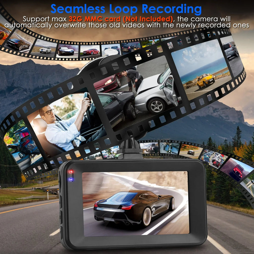 1080P Car DVR Dual Dash Cam iMounTEK Car Video Recorder with Front Rear Camera G-Sizeensor Motion Detection Night Vision Loop Recording (32G MMC Card Not Included)