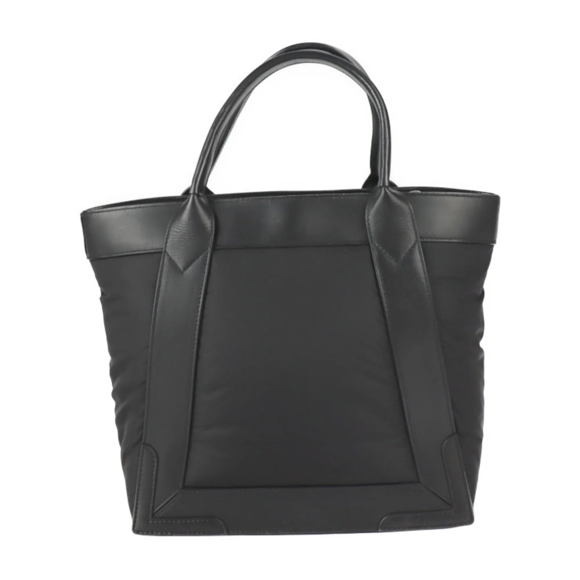 Pre-Owned BALENCIAGA Balenciaga Kabas Size tote bag 363425 nylon leather black silver metal fittings (Good)