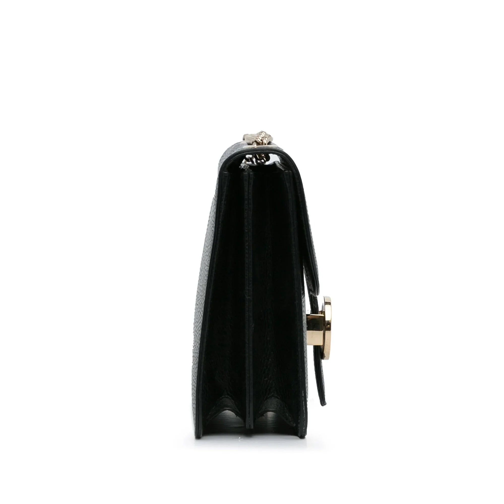 Pre-Owned Authenticated Gucci Medium Dollar Interlocking G Crossbody Bag Calf Leather Black Unisex (Good)