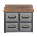 Sizehort Galvanized 4 Drawer Vertical Organizer with Label Sizecoop Handle - Metal Frame & Wood Top