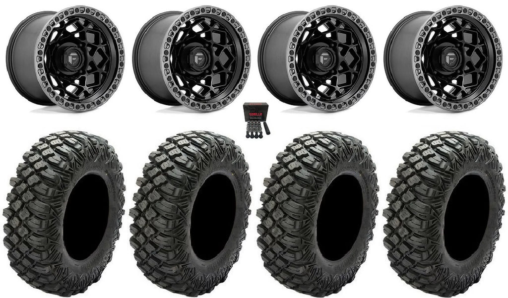 Fuel Unit 15" Wheels Black 35" Crawler XG Tires Kawasaki Teryx Mule