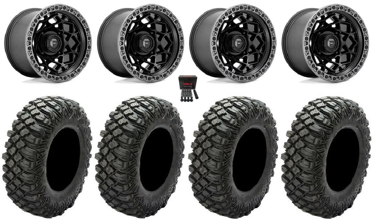 Fuel Unit 15" Wheels Black 35" Crawler XG Tires Kawasaki Teryx Mule