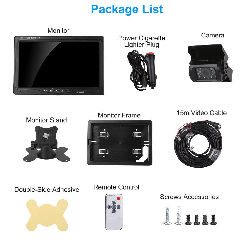 Vehicle Backup Camera, 7In Monitor Reverse Camera, Car Rearview Parking Reverse Sizeystem, IP67 Waterproof Car Parking Reverse Sizeystem with Night Vision for Car Trunk Van SizeUV