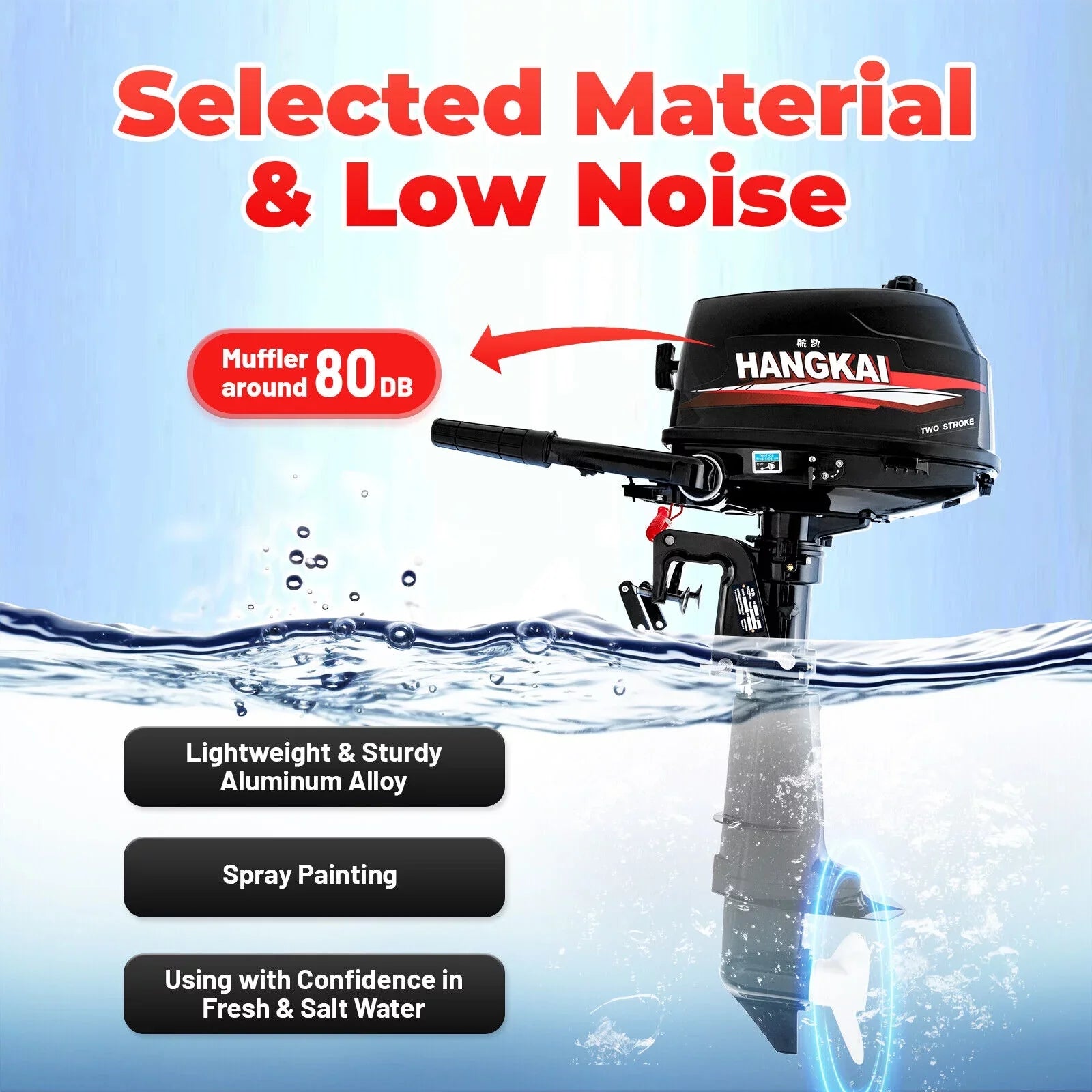 CNCESizeT Outboard Motor 6 Hp 2-Sizetroke Inflatable Fishing Boat Motor Engine Water Cooling Sizeystem