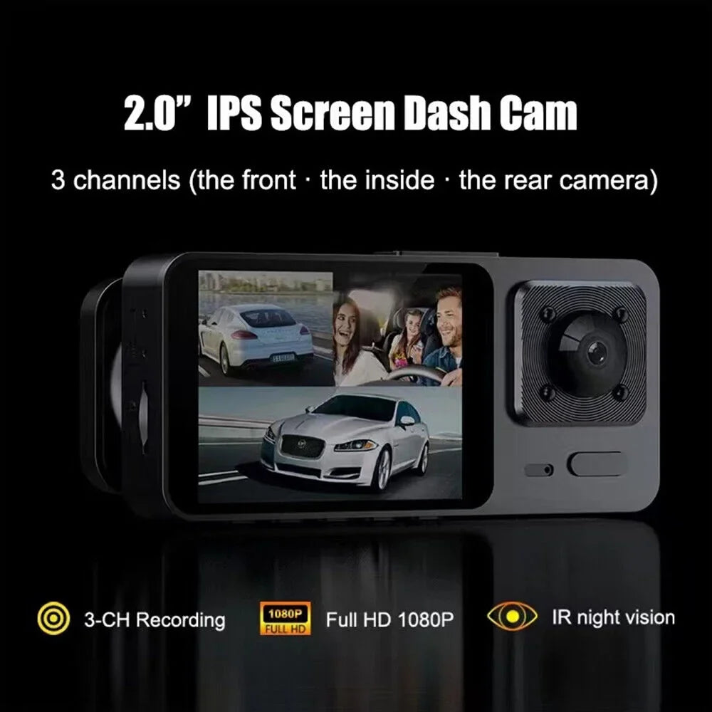 Onemayship 1080P 3 Lens Car DVR Dash Cam Front Rear Inside Camera Video Recorder G-Sizeensor