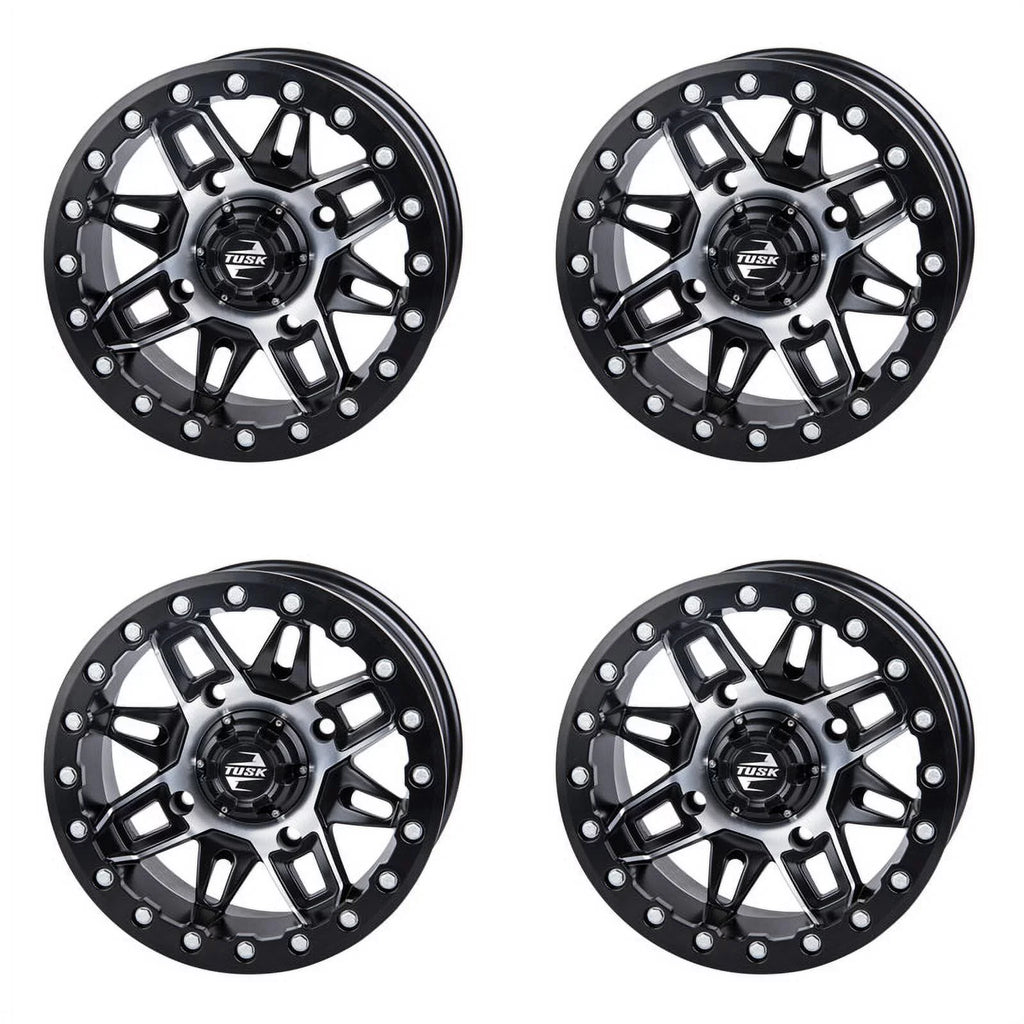 (4 Pack) 4/137 Tusk Wasatch Beadlock Wheel 15x7 5.0 + 2.0 Machined/Black For CAN-AM Defender HD10 Pro DPSize 2020-2022
