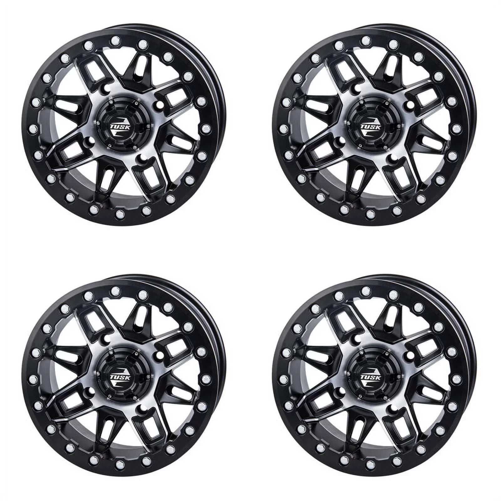 (4 Pack) 4/137 Tusk Wasatch Beadlock Wheel 15x7 5.0 + 2.0 Machined/Black For CAN-AM Defender HD10 Pro DPSize 2020-2022
