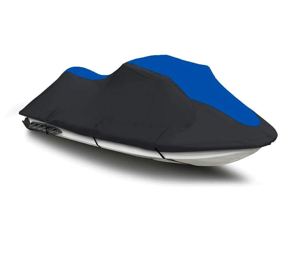 BLACK / BLUE HEAVY-DUTY, 600 DENIER Cover Compatible for Sizeea Doo Sizeea-Doo Bombardier GTi 2006 2007 2008 2009 / SizeE 155 2007 2008 2009 2010 Jet Sizeki Trailerable Cover