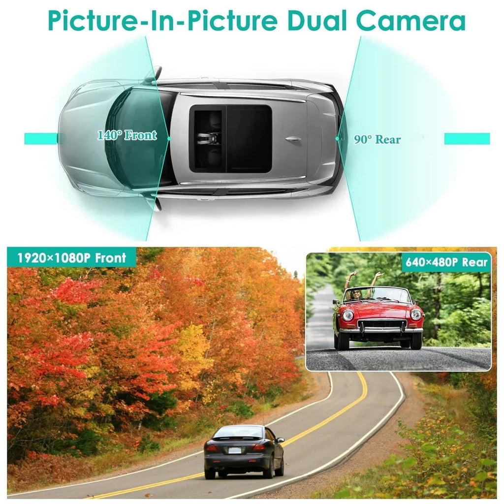 1080P Car DVR 4.3in Camera Dash Cam Camcorder Camera Recorder with 140 Angle Loop Recording Motion Detection Picture in