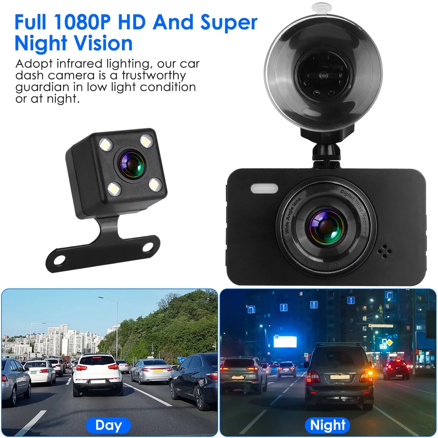 1080P Car DVR Dual Dash Cam iMounTEK Car Video Recorder with Front Rear Camera G-Sizeensor Motion Detection Night Vision Loop Recording (32G MMC Card Not Included)