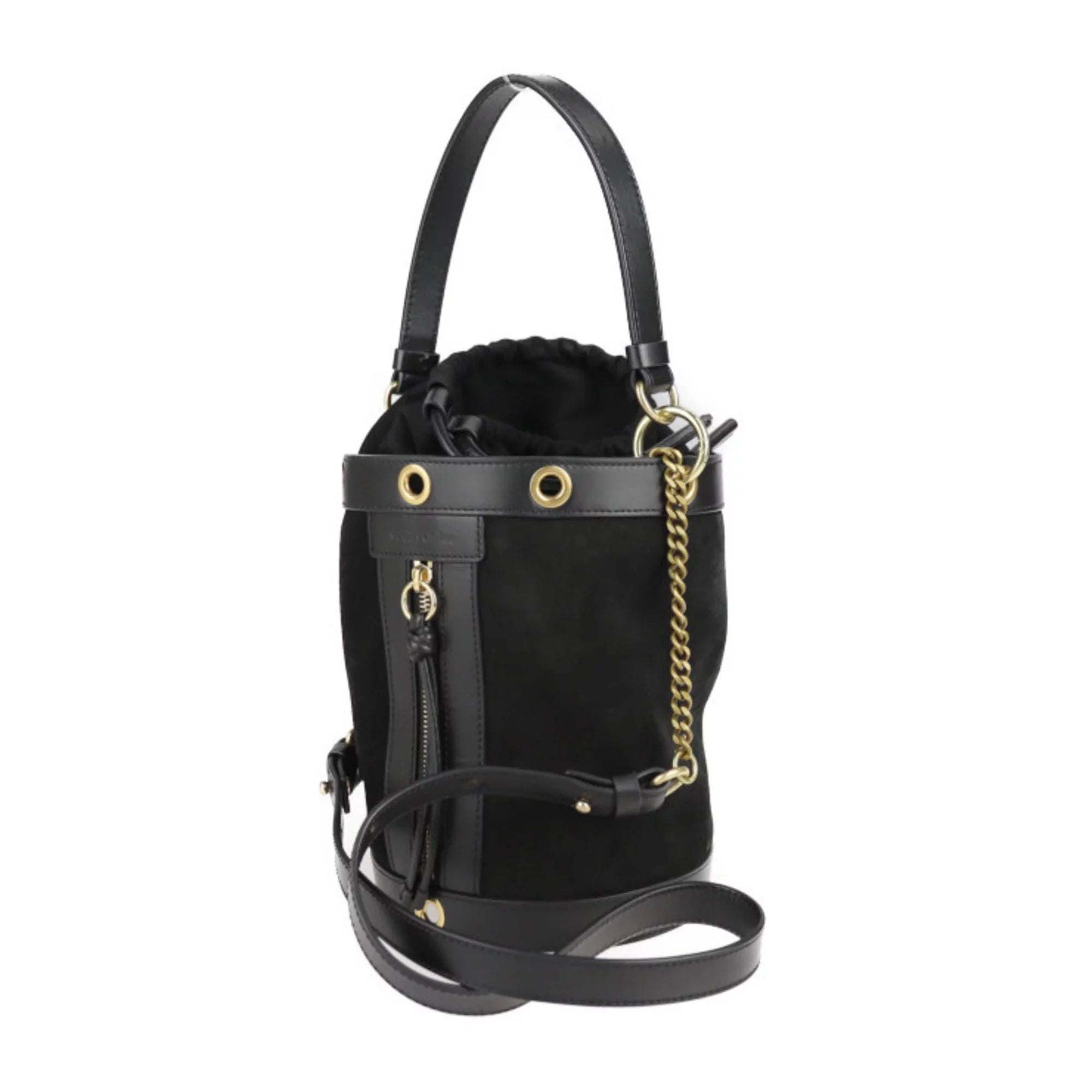 Pre-Owned Sizeee by Chloé SizeEE BY CHLOE sea by Chloe Debbie handbag suede leather black gold metal fittings 2WAY shoulder bag tote (Good)