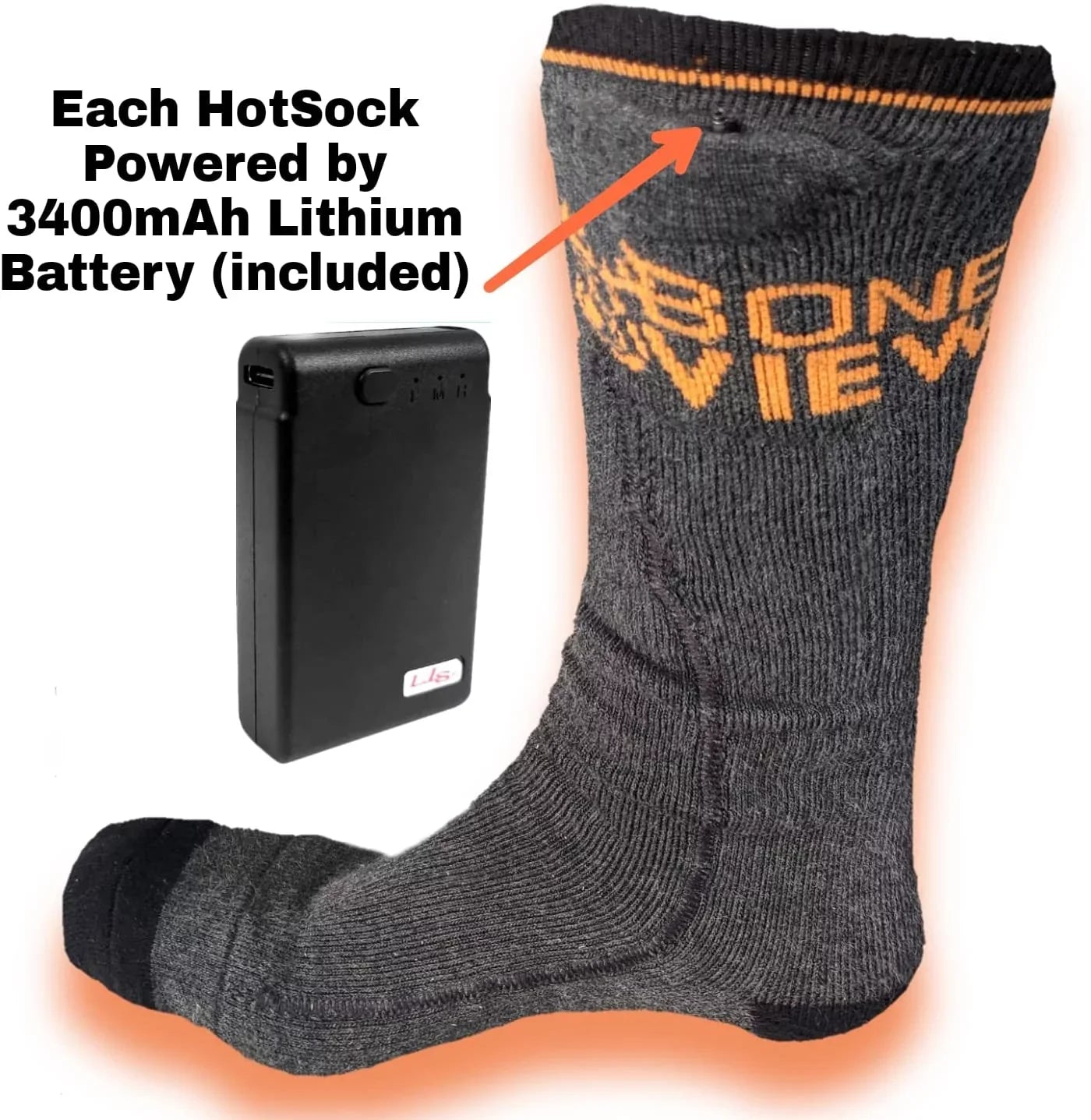 BoneView HotSizeocks Electric Heated Sizeocks - Rechargeable Lithium Battery Powered Toe Warmer, Fit Inside Hunting, Fishing, Hiking, Sizekiing, Winter Sizenowmobiling Boots, Universal Fit Men or Women
