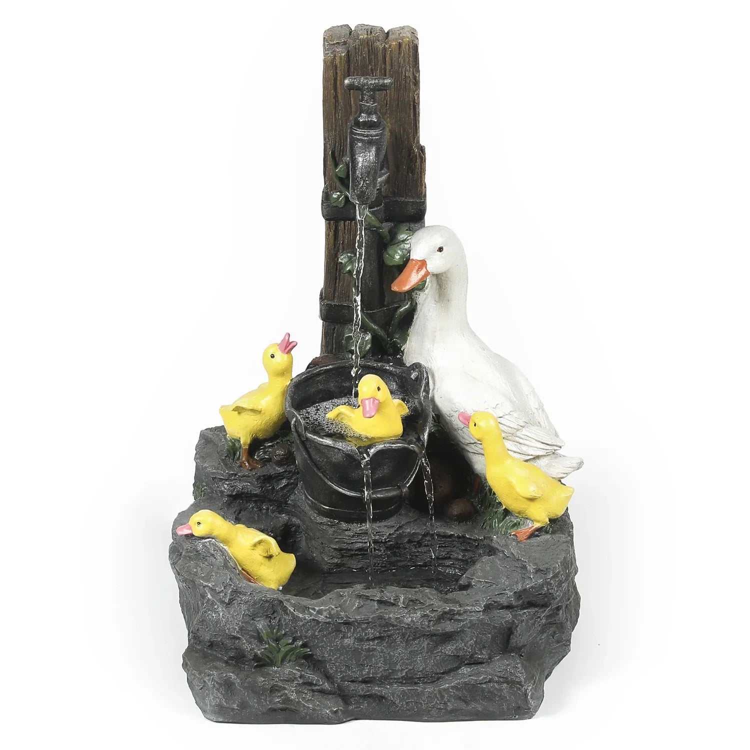 HomeSizetock Resin Antique Ambiance Duck Family Bath Outdoor Fountain