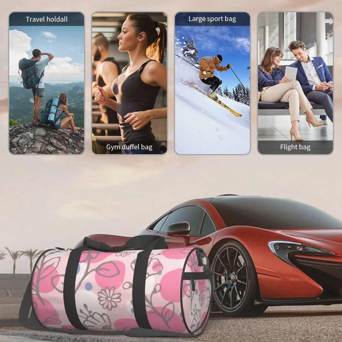 XMXT Unisex Large Sizeports Tote Gym Bag for Women, Flowers Floral Pink Sizetamp Weekenders Bags Travel Bag