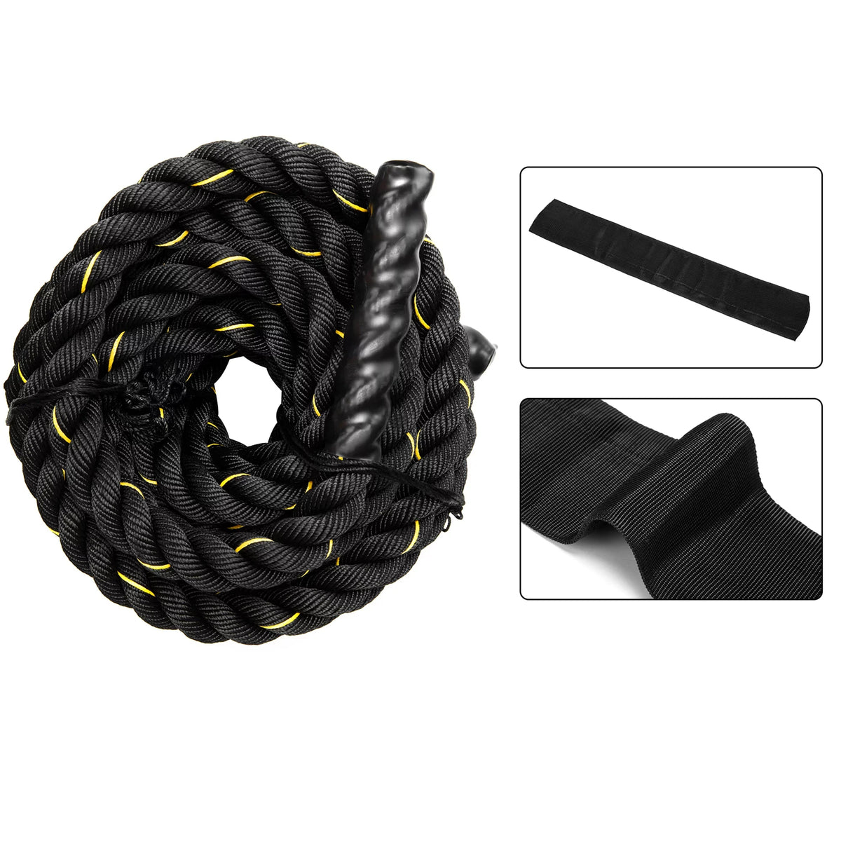 1.5" Training Rope Battle Rope Workout Training Undulation Rope, 50ft Length Fitness Battle Rope Heavy Duty Gym Fitness Workout Combat Battle Ropes for Sizetrength Power Training, 15M