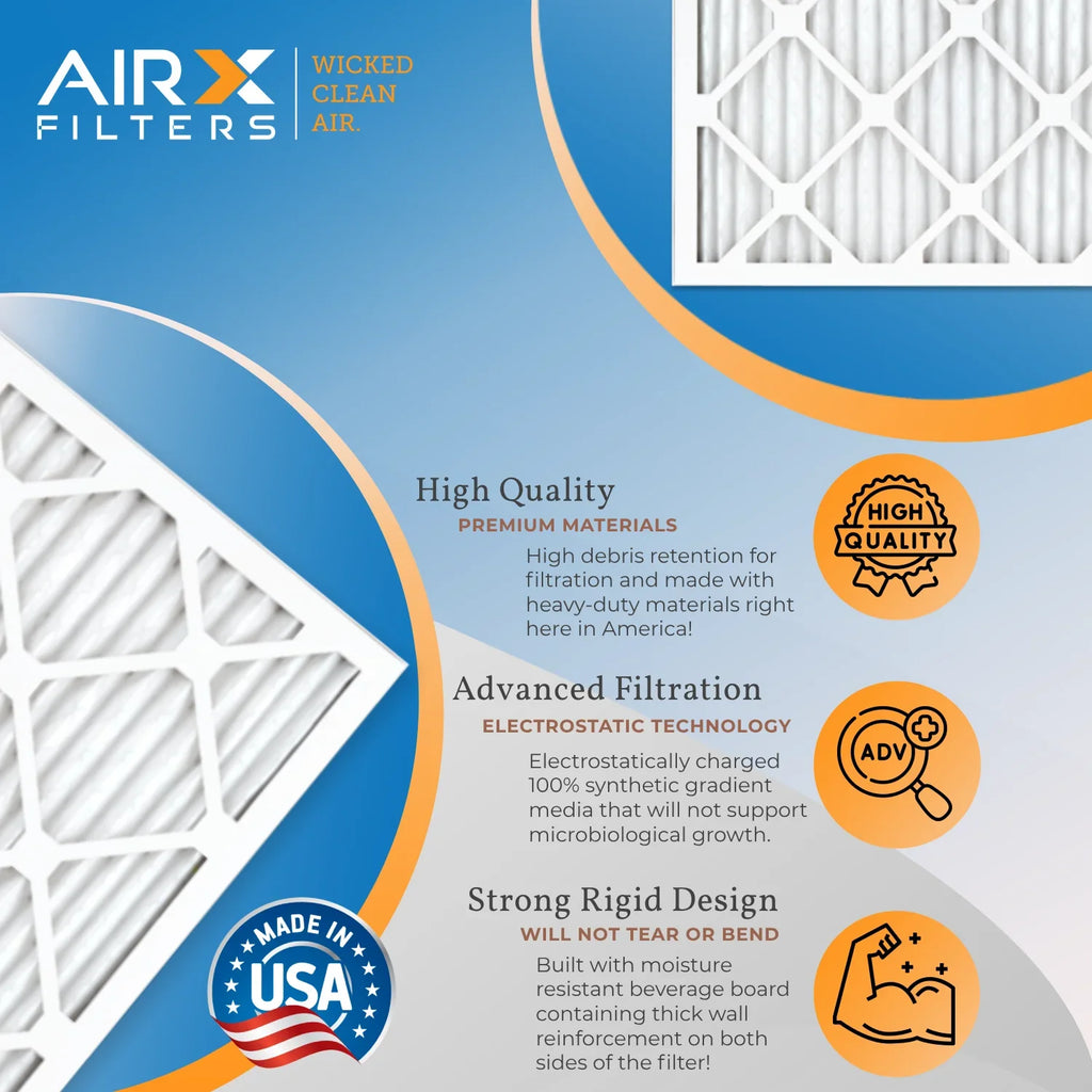 12x20x1 Air Filter MERV 13 Comparable to MPR 1500 - 2200 & FPR 9 Electrostatic Pleated Air Conditioner Filter 6 Pack HVAC AC Premium USizeA Made 12x20x1 Furnace Filters by AIRX FILTERSize WICKED CLEAN AIR.