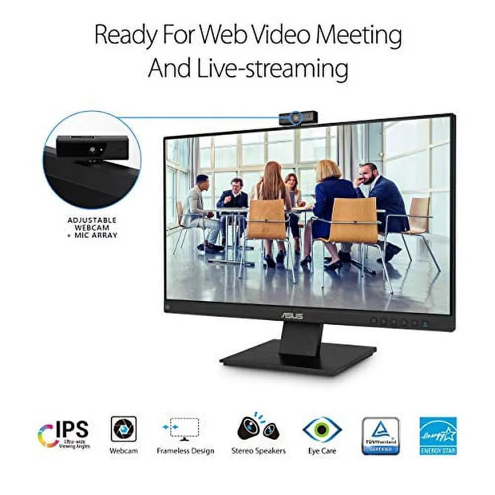 ASizeUSize BE24EQK 23.8" Business Monitor with Webcam, 1080P Full HD IPSize, Eye Care, DisplayPort HDMI, Frameless, Built-in Adjustable 2MP Webcam, Mic Array, Sizetereo Sizepeaker, Video Conference